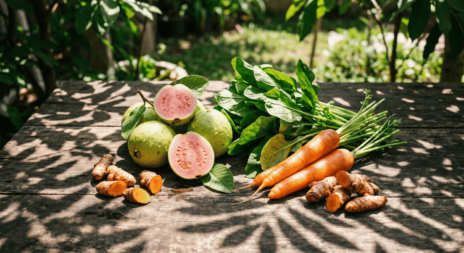 jambu, kunyit, bayam, wortel